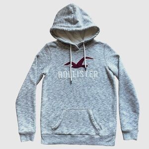 Hollister Hoodie Men S Gray Fleece Pullover Logo Heathered Athleisure Train Gym
